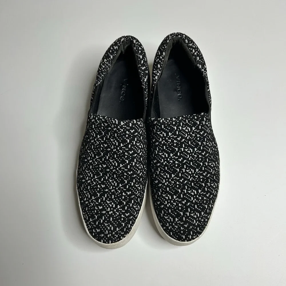 Vince Women's 8.5 Warren Knit Black White Specks Platform Sneakers Slip On